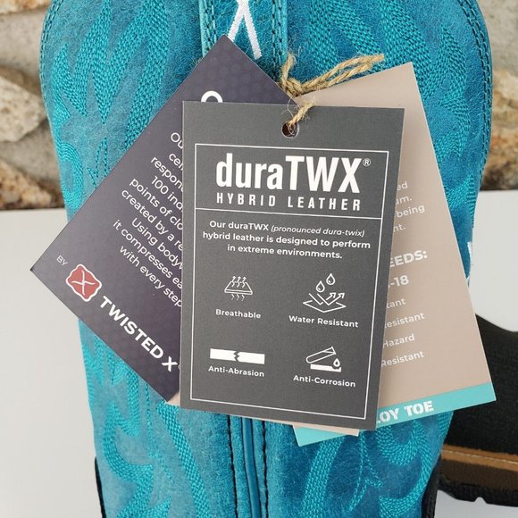 Twisted X Work Boots Alloy Toe Women Size 8.5 B Turquoise Aqua Charcoal WXBA001 - Picture 16 of 16